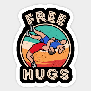 Free Hugs Wrestling Funny Vintage Wrestle Sticker